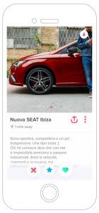 Nuova SEAT Ibiza Pubblicità Tinder Lui